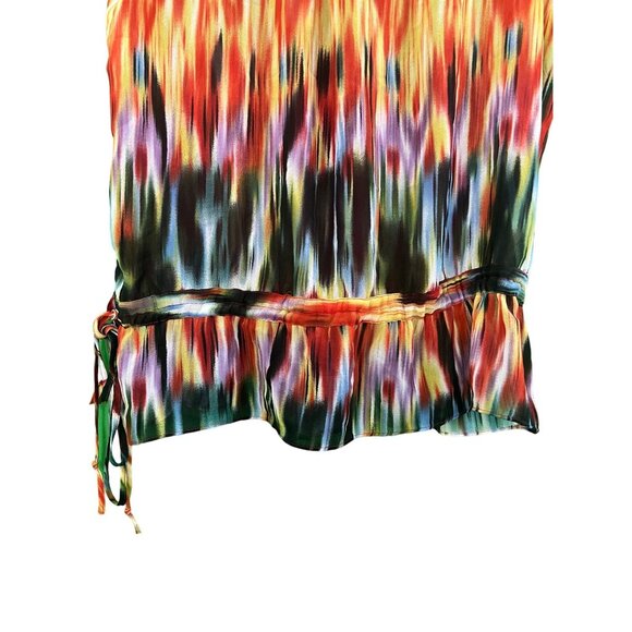 Marina Luna Women's Tie-Dye Top Blouse Size S Rainbow Splatter Design Semi Sheer - Picture 3 of 5